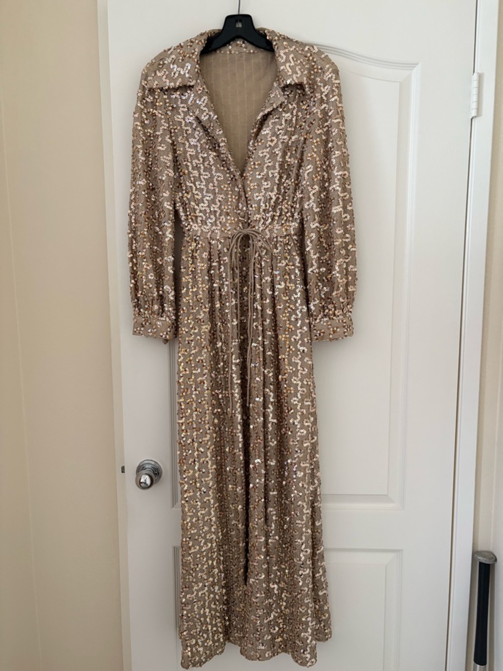 Sequin Maxi Dress in Champagne